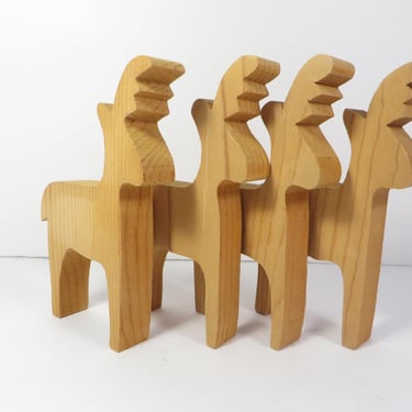 Vintage Wood Reindeer - Set of 4 Wood Cut Out Reindeer 