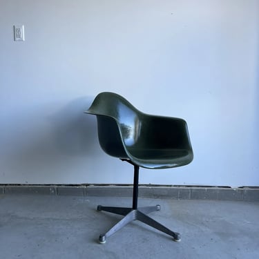 Charles and Ray Eames Olive Green Dark Fiberglass Armshell for Herman Miller