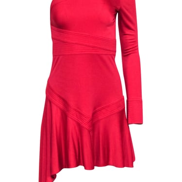 Alexis - Red Asymmetrical One Sleeve Dress Sz S