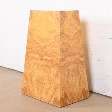 Milo Baughman Style Mid-Century Modern Burl Wood Pedestal