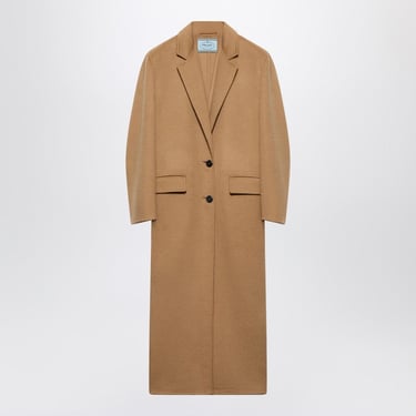 Prada Single-Breasted Camel-Colored Cashgora Coat Women