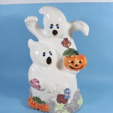 Vintage Halloween Ceramic Ghost Jack O Lantern - Ceramic Lighted Halloween Ghost Pumpkin 