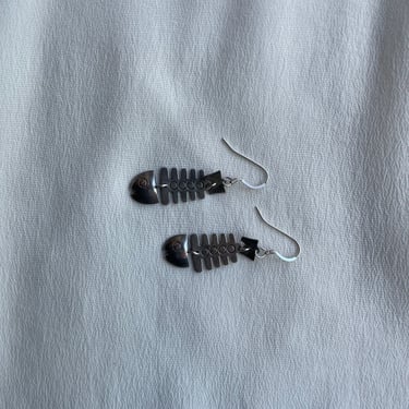 Mexican fish bones dangly earrings E180