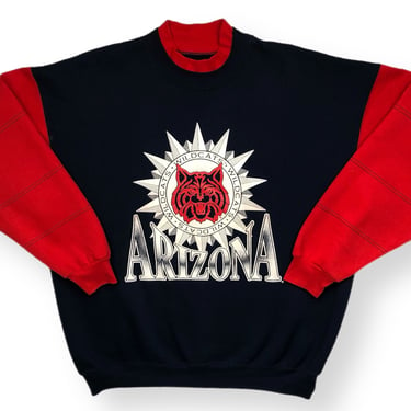 Vintage 90s University of Arizona Wildcats Cut & Sewn Graphic Collegiate Crewneck Sweatshirt Pullover Size XL/XXL 