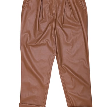 Trina Turk - Nutmeg Brown Cropped Faux Leather Pants Sz 4