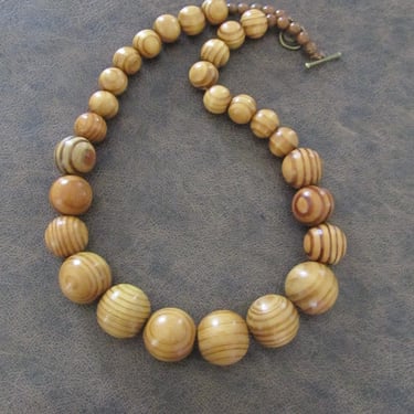 Chunky natural wooden statement necklace 