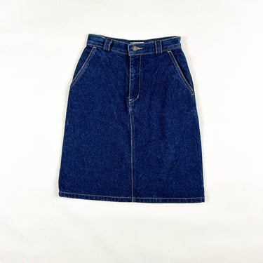 1990s Calvin Klein Denim Mini Pencil Skirt / Above The Knee / High Waist / A Line / Small / 24 Waist / 1980s / Preppy / Jean Skirt / 90s 