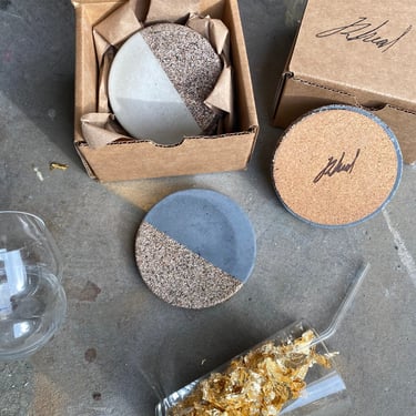 Limited Batch Concrete with Rock style Accent Coaster  (Set of Four) 