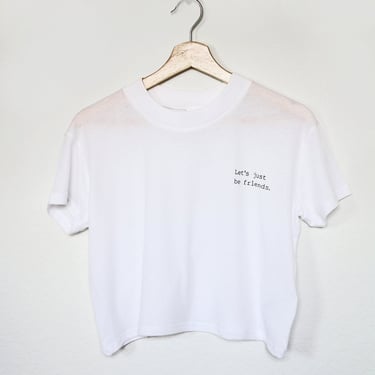 Let's just be friends - Super soft vintage washed cotton white crop tee with loose wide box fit. 
