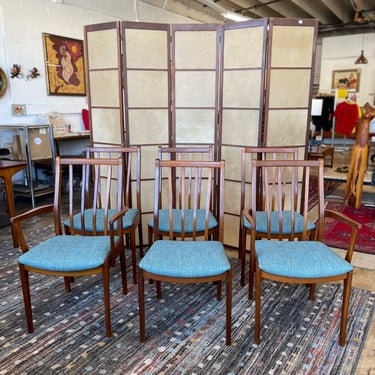 Mid Century Mahogany Slat Back Dining Chairs by Portwood Furniture