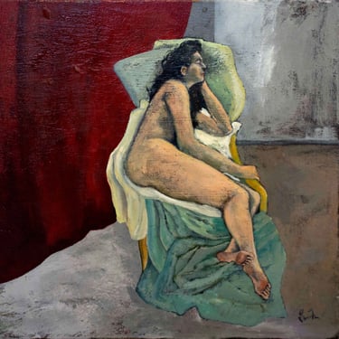 Gwen Freeman Nude Figure Acrylic Painting on Canvas 