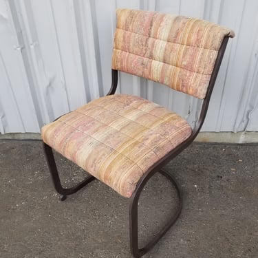 80s Chic Plush Metal and Upholstery Chair
