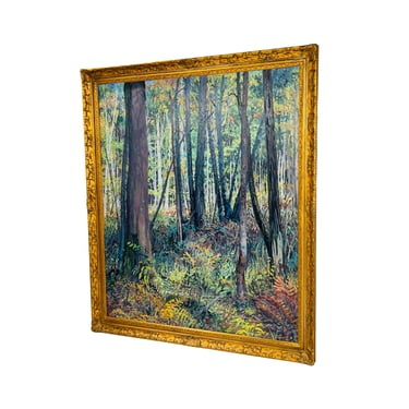 #1418 Large Gilded Framed Oil Painting, "Little Pond Swamp", by Henry Coe
