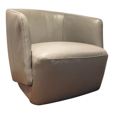 Modern Light Gray Leather Swivel Chair