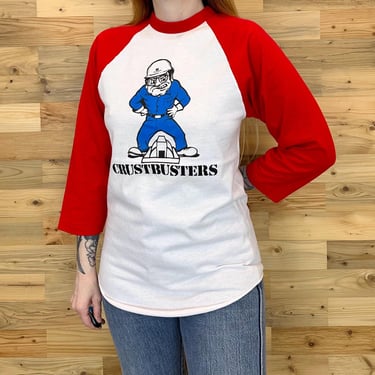 80's Vintage Crustbusters Camp Warwick Raglan Tee Shirt T-Shirt 