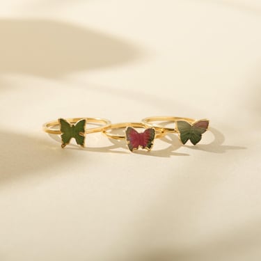 Butterfly Tourmaline Ring, Raw Watermelon Tourmaline Jewelry, October Birthstone Ring, Handmade Crystal Ring, Unique Gift for Her 