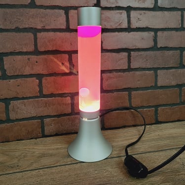 Groovy Mod Silver Oozy Glo Lava Lamp with Red Lava 