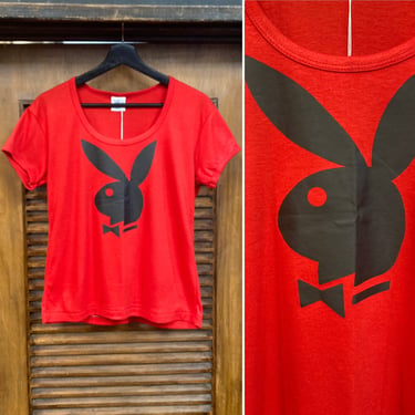 Vintage 1970’s -Deadstock- Playboy Bunny Scoop Neck Roller Skate Mod T-Shirt, 70’s Fitted Tee Shirt, Vintage Clothing 