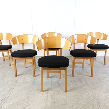 Vintage Ikea dining chairs by Niels Gammelgaard, 1990s - set of 6 - design dining chairs - wooden dining chairs - beech wooden dining chairs 