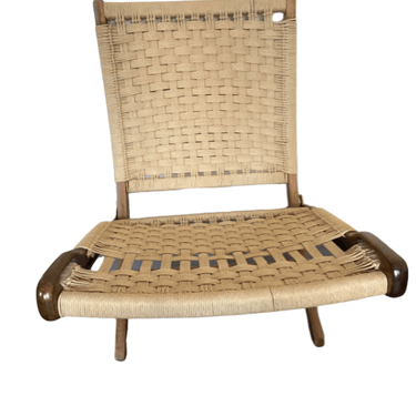 Mid-Century Hans Wegner Style Folding Rope Scissor Lounge Chair  MF95-24