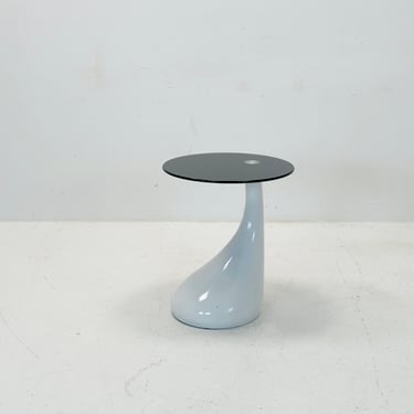 Mid-Century Style Side Table - Pop Art Bedside Table, white and black Glass Germany 