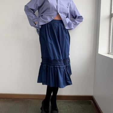 Navy Cotton Prairie Skirt (S)