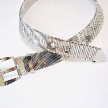 90s y2k Vintage Silver Whiting & Davis Belt Chainmail Metal Silver Wedding Belt Small Medium 25-30