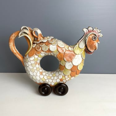 Rolling Chicken by Shelley Weinstein - handmade art pottery 