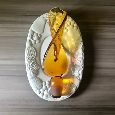 Vintage Amber flame twist glass stopper for a Rainbow Decanter 
