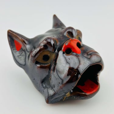 Ceramic Boxer Dog Head Ashtray