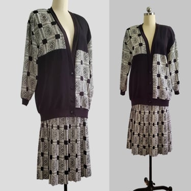 1990s Does 1920s Peter Popovich Two Piece Set - 90s Flapper Dress - 90s Women's Vintage Size Large/XL 