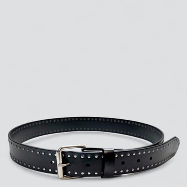 Black Leather Wide Double Stud Belt
