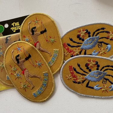 1970 Vintage Zodiac Patches, Sagittarius And Cancer, Astrological Signs, Appilque Patches, Your Choice Message Me Which One  You Want 