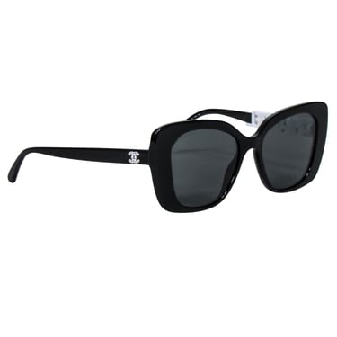 Chanel - Black Frames w/ Bejeweled Chanel Leg Sunglasses