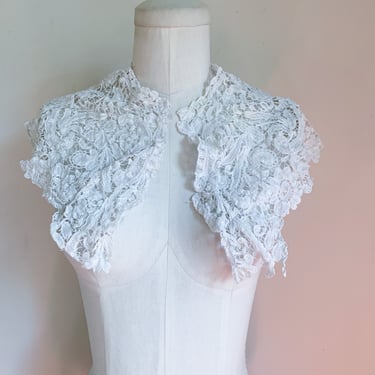 Vintage 1920s White Cotton Lace Collar / Dress Yoke 