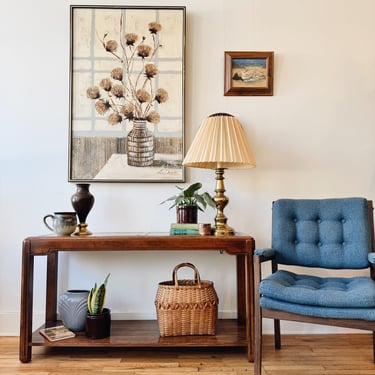 Vintage Brass Inlaid Sofa Table