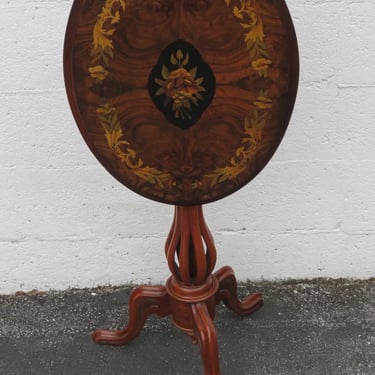 Late 1800s Victorian Tilt Top Inlay Oval Side End Table 5242