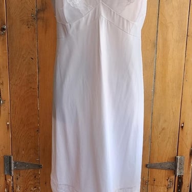 Vintage 60s Slip Dress Pale Pink s Nylon & Lace Lingerie / Large 