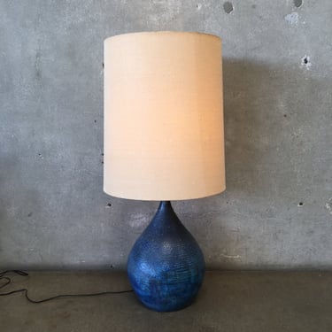 Mid Century Modern Large Ceramic Lamp with Original Shade