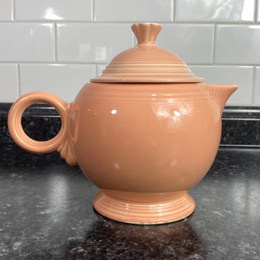 Vintage Fiesta Peach Teapot w/Lid and Ring Handle by Homer Laughlin China Co. | HLC Fiesta USA | Retired Style | Replacement Dish 