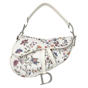 Dior White Floral Saddle Bag