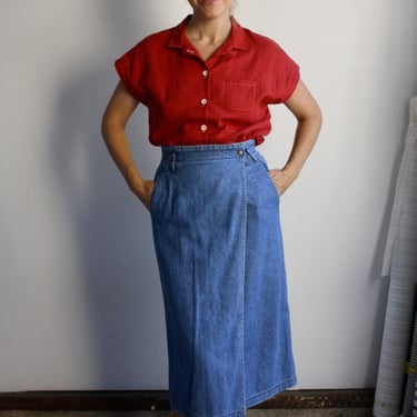 Denim Midi Wrap Skirt
