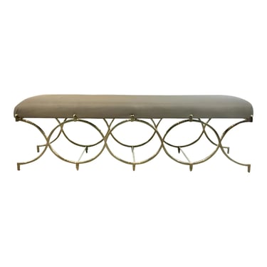 Caracole Modern Taupe and Brass Infinite Possibilities Bench