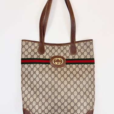 Brown Gucci Monogram Interlocking G's Tote Bag