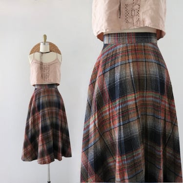 plaid library skirt - 25 - vintage 70s womens size XS below knee classic academia prep school extra small 