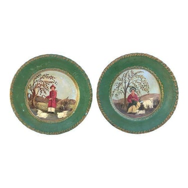 Decorative Plates -- Hand painted Plates -- Hand painted Asian Plates -- Asian Plates -- Decorative Asian Plates -- Green Plates 