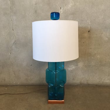 Vintage Blenko Blue Glass Lamp