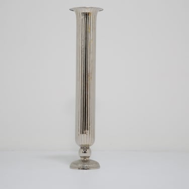 Vintage American Tall Ribbed Trumpet Flute Vase, 1950s.