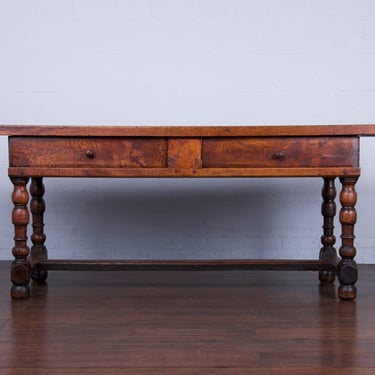 19th Century Country French Provincial Walnut Farmhouse Trestle Table 