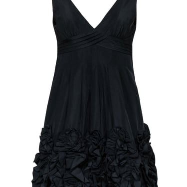 BCBG Max Azria - Black A-Line Cocktail Dress w/ Ruffles Hem Sz 0